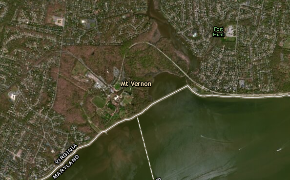 George Washington's farms are now developed as subdivisions, surrounding the mansion house at Mount Vernon