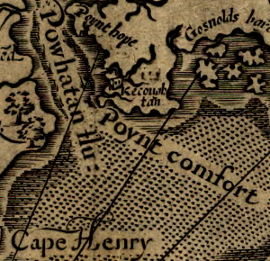in the 1800's, Fort Monroe was built at the site John Smith mapped as Point Comfort