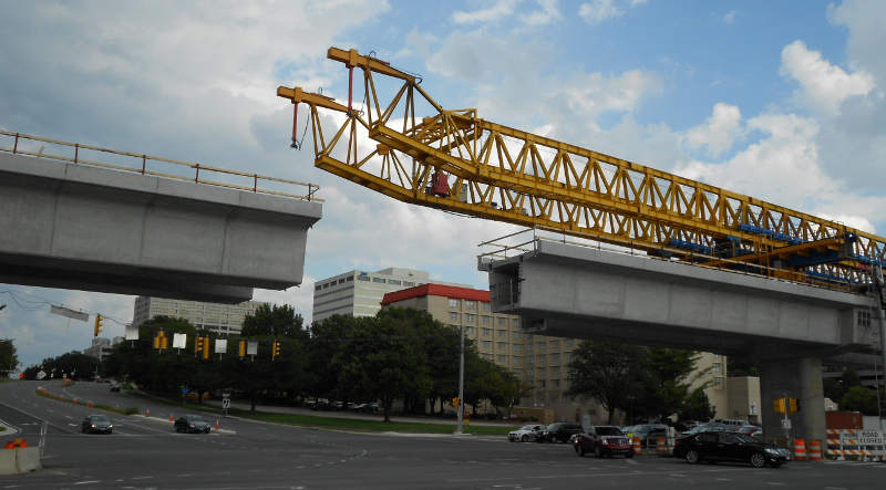 Silver Line extension of Metrorail under construction at Tysons Corner (Fairfax County)
