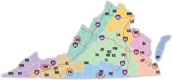 the first 6 state parks (circled in red) were located in the Coastal Plain, Piedmont, Blue Ridge, and Valley and Ridge physiographic provinces