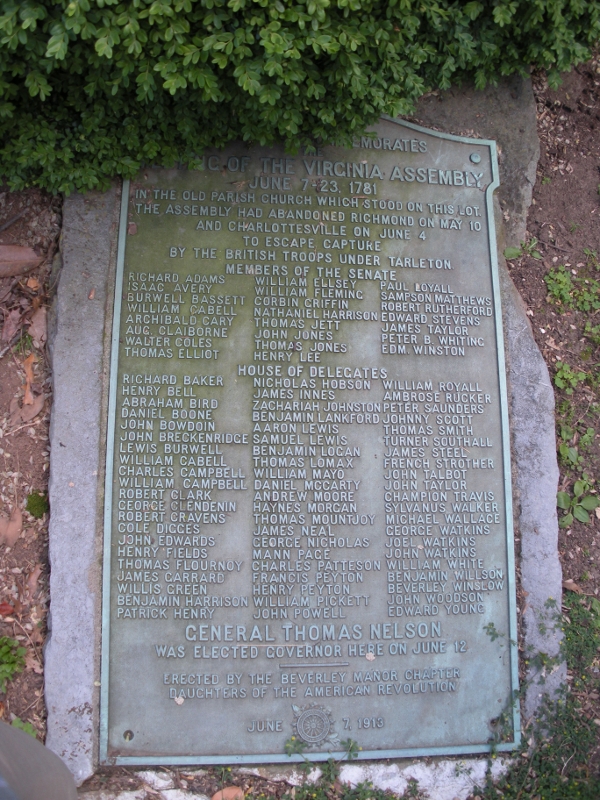 plaque at Trinity Church commemorating when General Assembly met in Staunton