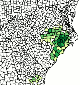counties growing flue-cured tobacco, 2008