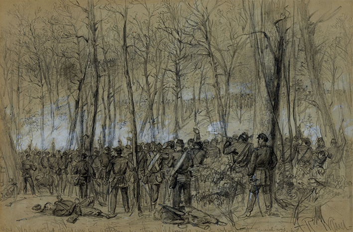 the woods caught fire at the Battle of the Wilderness, burning to death some of the wounded who could not flee