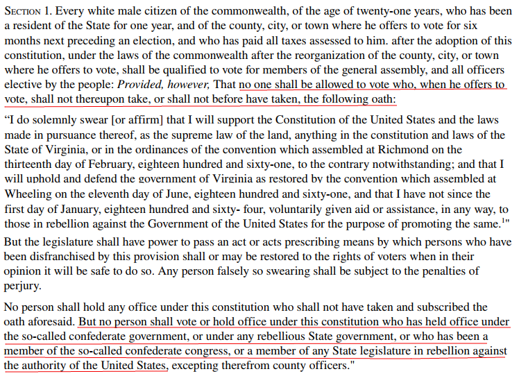 the 1864 constitution attempted to block Confederates from voting