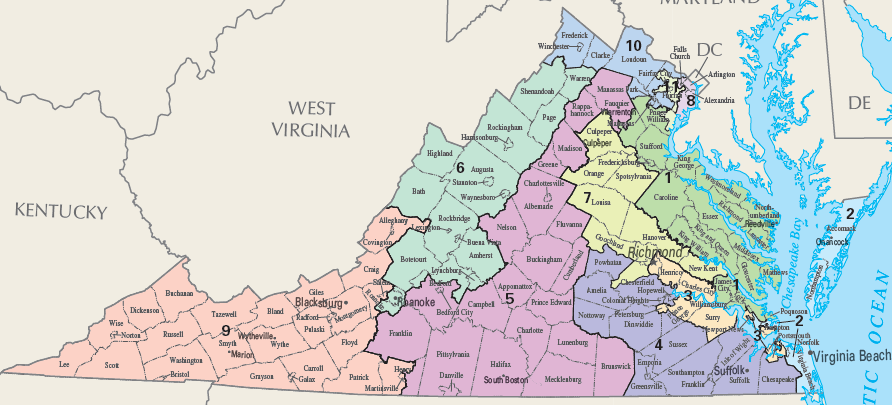 boundaries of Congressional Districts, defined after 2010 Census provided data for redistricting