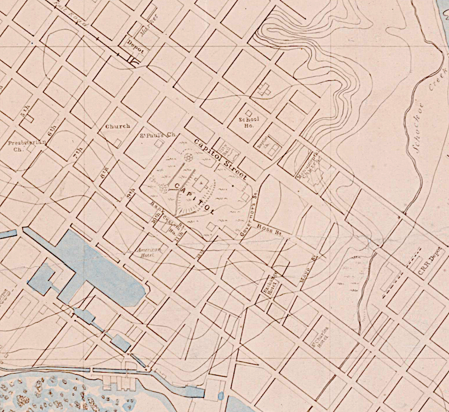the Richmond, Fredericksburg and Potomac Railroad depot was located on Broad Street