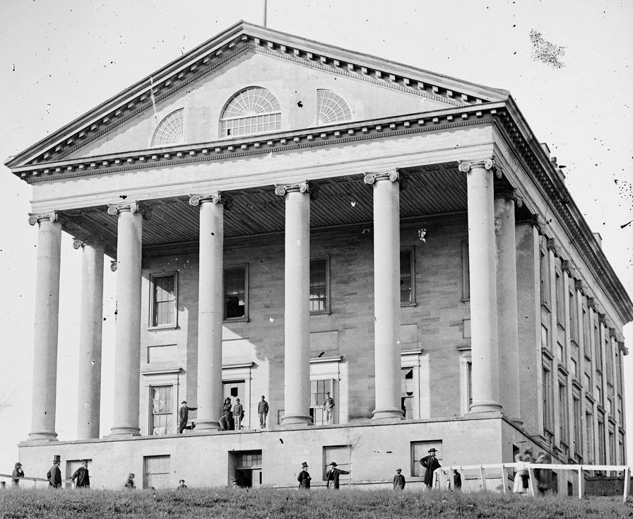 steps were not added on the front (south side) of the Capitol building until 1904-1906, when the wings were added on the east and west sides to create chambers for the House of Delegates and State Senate