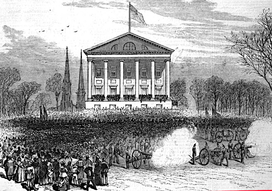 the Capitol in 1878 during the inauguration of Governor Frederick Holliday