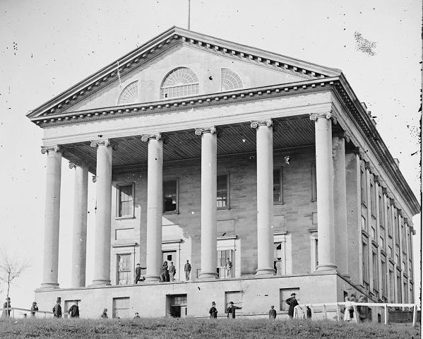 the Capitol in Richmond, when used for the Confederate Congress in 1861-65, had steps on either side but not on the South portico