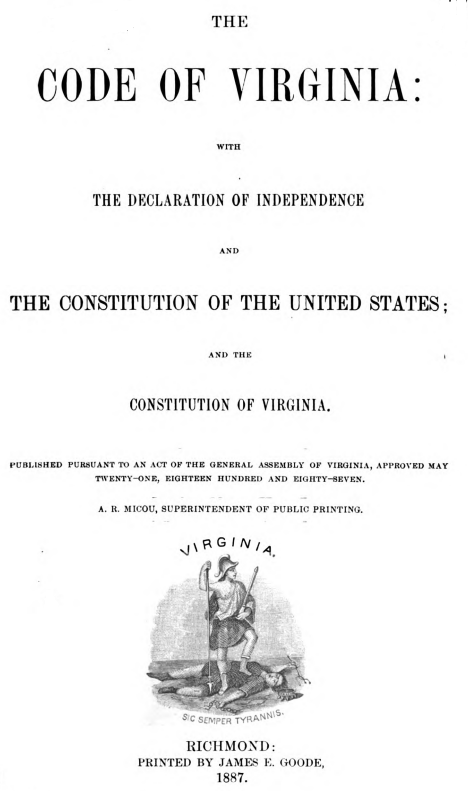 the 1887 Code of Virginia established the standard numbering system still used for citing laws
