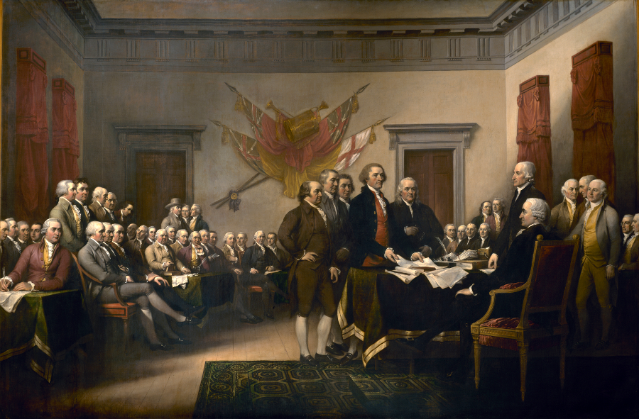 Richard Henry Lee proposed to the Second Continental Congress on June 7, 1776 that these colonies are, and of right ought to be, free and independent states (Thomas Jefferson is wearing red vest)