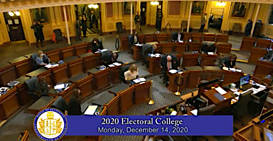 in 2020, Virginia's 13 electors livestreamed their meeting the House of Delegates chamber with no members of the public, due to COVID-19 pandemic