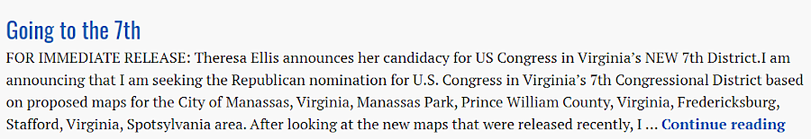 the website for one candidate was quickly scrubbed of plans to run in the Seventh District after the Supreme Court of Virginia placed her back in the Tenth District