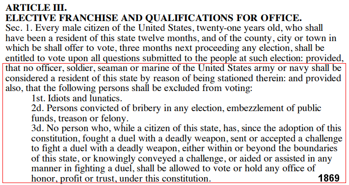 since 1830, the Constitution of Virginia has declared that people convicted of a felony lose the right to vote