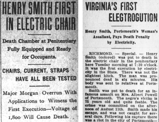 the first electrocution was on October 13, 1908