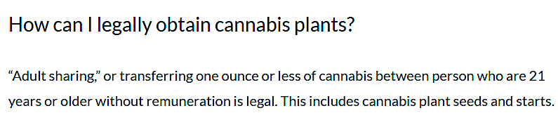 legalization in 2021 authorized each household (not each person) to grow up to four plants, but sale of seeds and plants remained illegal