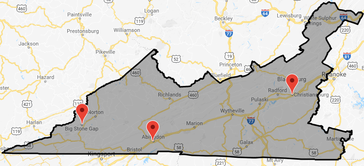 in 2018, Rep. Morgan Griffith had offices in Big Stone Gap, Abingdon, and Christiansburg