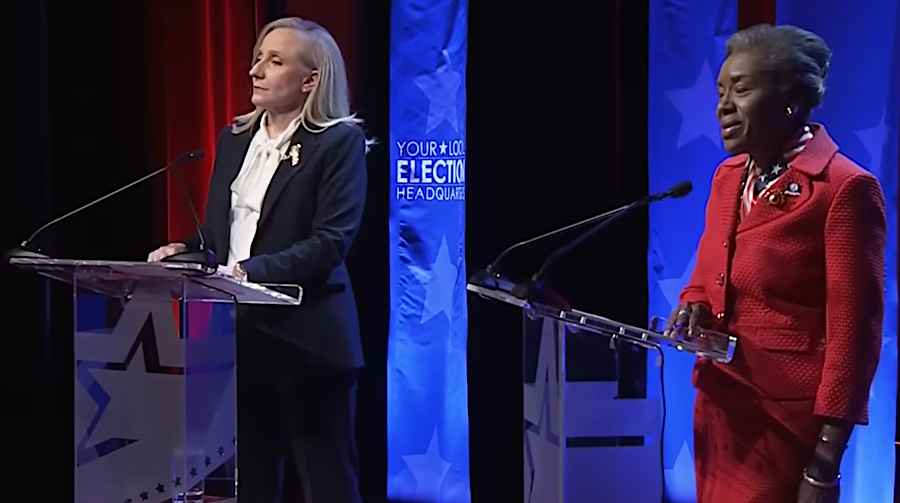 in 2025, the two major party candidates debating their qualifications for governor were women