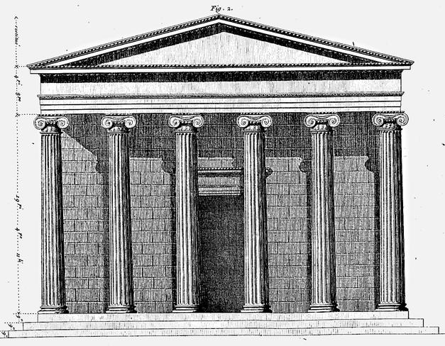 when designing the Virginia State Capitol in 1785, Thomas Jefferson drew inspirations from engravings of the Temple of Erectheus in Athens