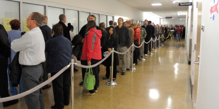 voters who do not cast ballots before election day may experience long lines at polling places