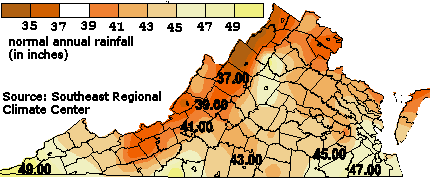 average normal rainfall, 1971-1990