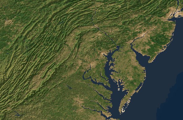 Mid-Atlantic topography - North Carolina to Pennsylvania