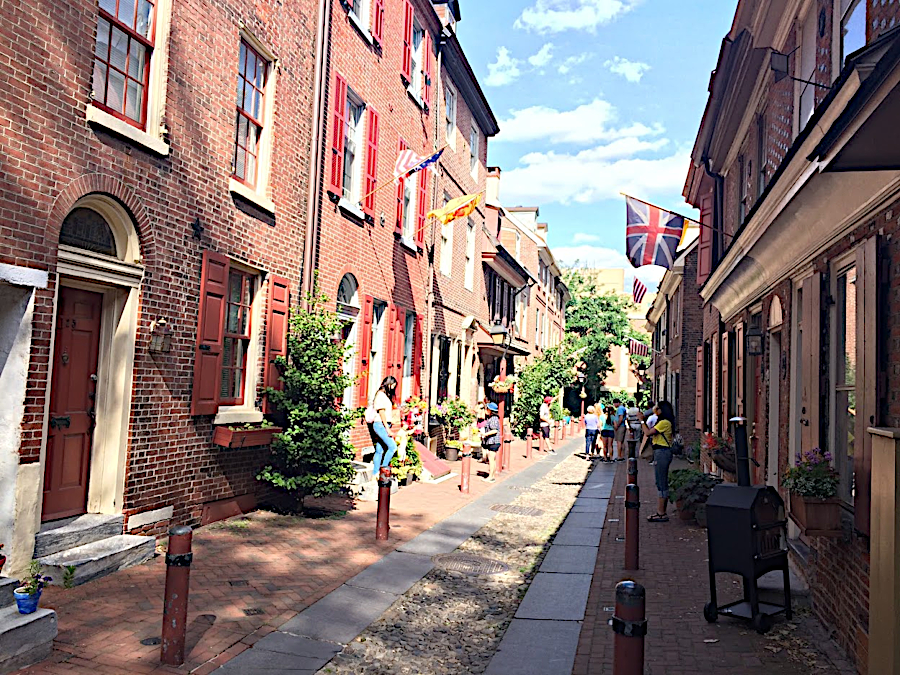 Elfreth's Alley in Philadelphia, one of the oldest continuously-used residential streets in the United States, was a mixed use community with businesses on the first floors