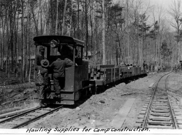 tiny trains were used to build Camp A.A. Humphreys in 1918, and to supply the front in Europe in World War I