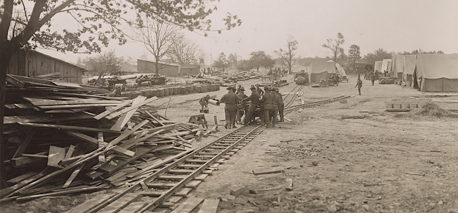 building a railroad at Camp A.A. Humphreys