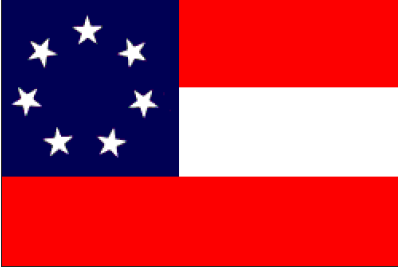 first National Flag of the Confederacy, with only 7 stars (reflecting the number of states that seceded by March, 1861)