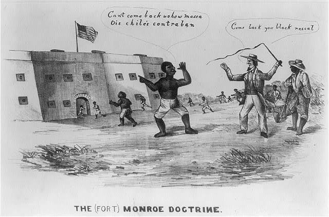 at Fort Monroe, Union soldiers provided the force that allowed escaped slaves to cite their status as contrabands and block attempts to return them to Virginia plantations