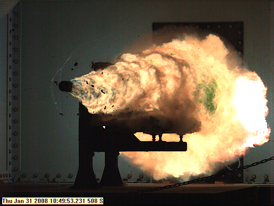 Dahlgren tested railguns that fire projectiles by electromagnetic force rather than energetic propellants