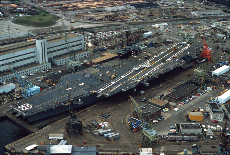 the drydock at the Norfolk Naval Shipyard is large enough for aircraft carriers to be repaired and serviced
