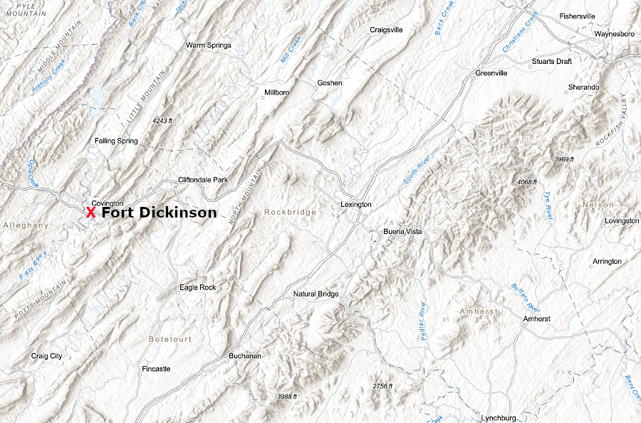in 1756, Washington proposed placing 500 militia at Cocke's Fort and 250 men at Dickenson's Fort