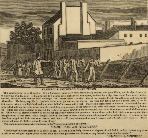 prior to the Union occupation of Northern Virginia, the Franklin & Armfield slave pen was at 1315 Duke Street in Alexandria