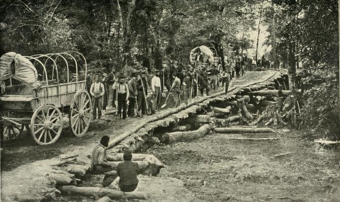 Federal forces crossed the Chickahominy River on the rickety Grapevine Bridge in 1862 during the Peninsula Campaign