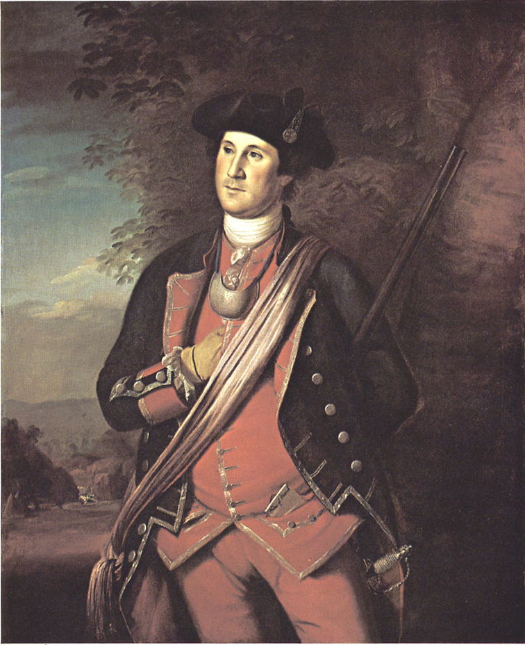 George Washington, dressed in his Virginia militia uniform