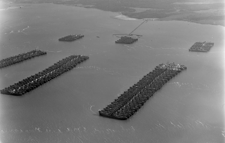 ships not needed after the end of World War II were mothballed and stored off Mulberry Point in the James River