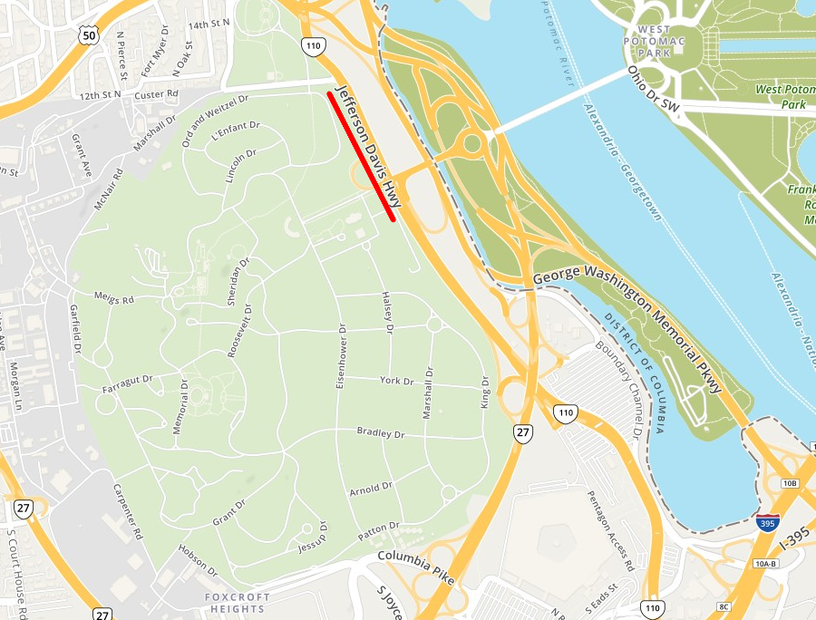 MapQuest was slow in renaming Jefferson Davis Highway to Richmond Highway, within Arlington County