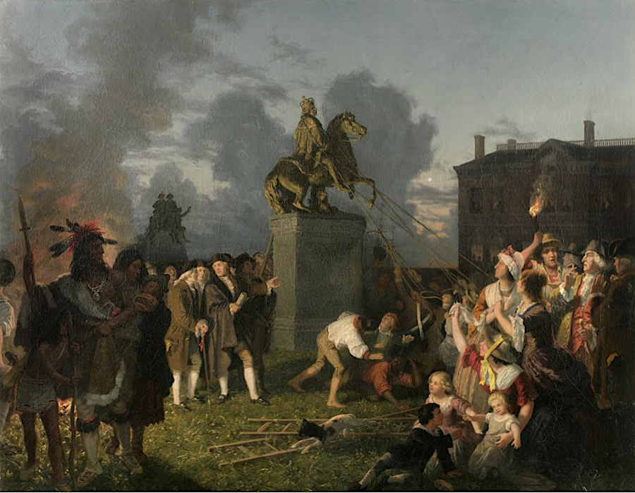 colonists initially sought to blame Parliament, but in the end decided that allegiance to King George III must end