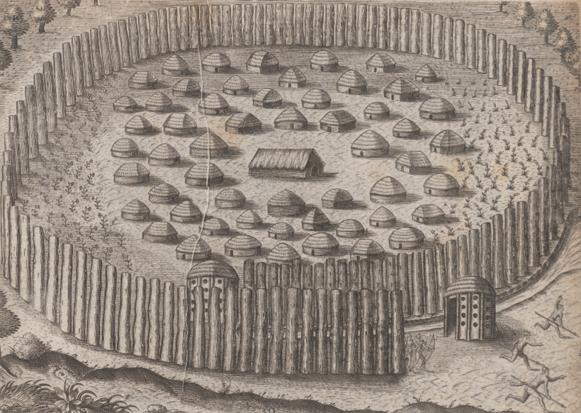 early European explorers discovered Native American towns surrounded by wooden palisades; warfare was common long before the Spanish, French, English, Dutch, and Swedes arrived