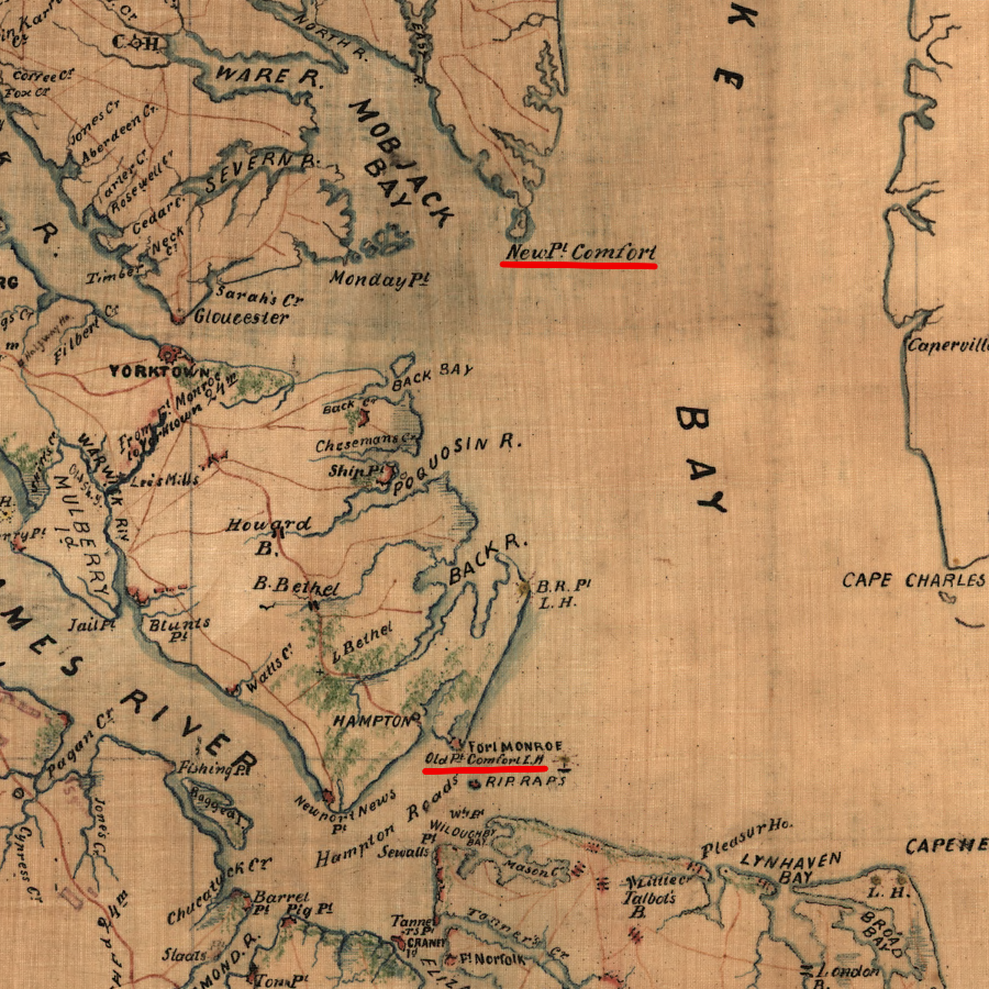 Old Point Comfort marked the James River entrance, and New Point Comfort marked the entrance into the York River