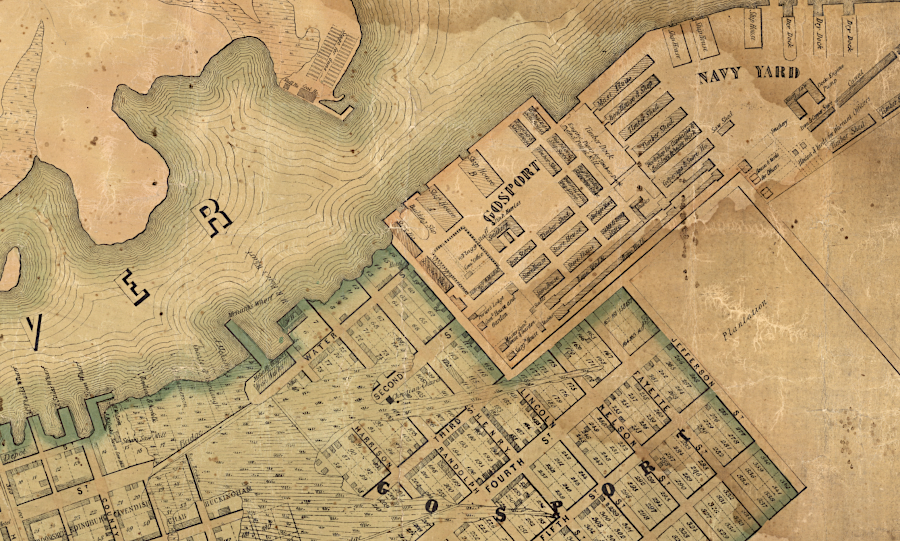 the Navy Yard was in Gosport, separated from Portsmouth by Crab Creek