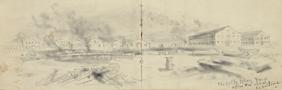 Union military forces burned the Gosport Navy Yard in 1861