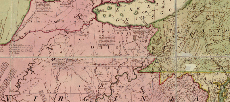 the expansive English claim to the Ohio River watershed was portrayed in John Mitchell's 1755 map