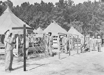 trainees at Camp Pickett were housed initially in tents