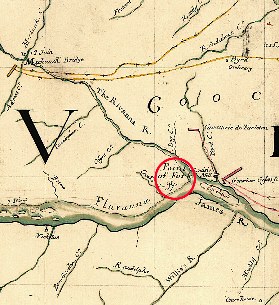 Simcoe's British force captured supplies at Point of Fork, but von Steuben's Continental Army recruits ended up traveling south to reinforce General Nathaniel Greene