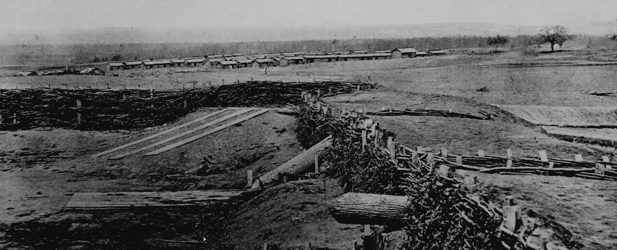 when Confederates moved their resources from the Bull Run defensive line to the Peninsula in February 1862, tree trunks were used to pretend cannon were still in place