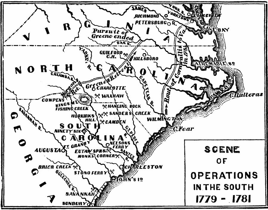 after victory at Cowpens on January 17, 1781, General  Nathanael Greene outraced General Charles Cornwallis to safety on the north side of the Dan River