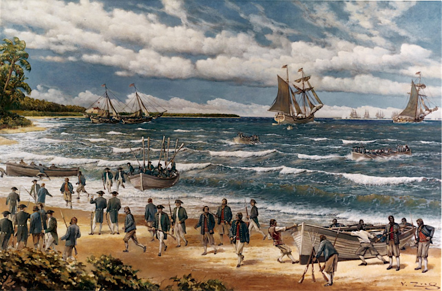 instead of attacking the British fleet supporting Governor Dunmore in 1776, the first expedition of the Continenal Navy went to the Bahamas